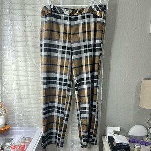 Ashley Stewart Plaid Pants in Black and Brown